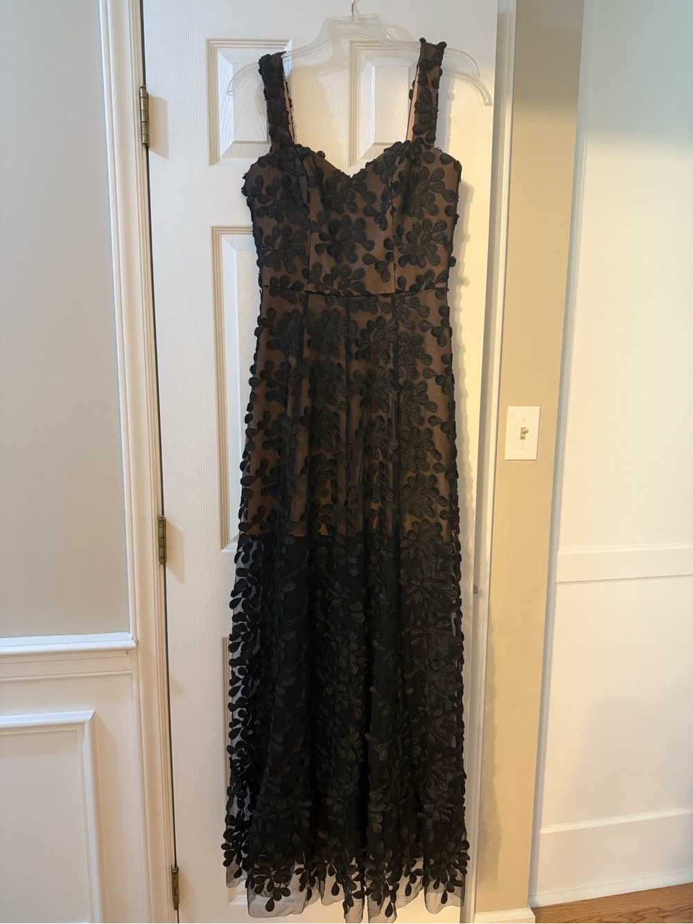 Dress the Population Black Floral Appliqué Maxi Dress
